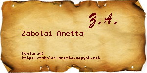 Zabolai Anetta névjegykártya